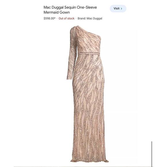 Mac Duggal Embellished One Shoulder Sequin Gown Rose Gold Size 10 NWT - Picture 6 of 14